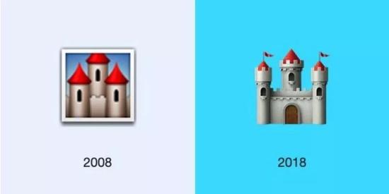 * “城堡”删除了许多早期iOSemoji附带的画框外观
