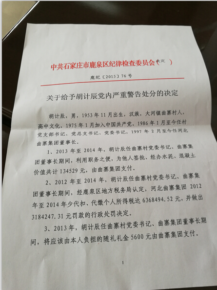党内警告处分决定范文