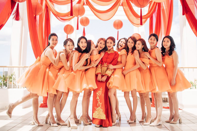 新娘安以轩与豪华伴娘团.