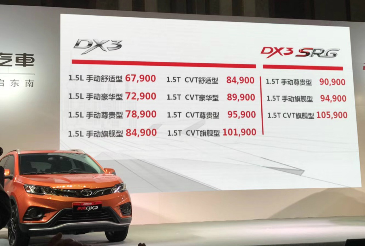 2018款DX3青春上市