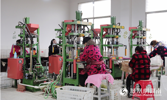 詹家岗村仿真花加工厂2018年7月,詹家岗村总支书记滕自文与县镇驻村