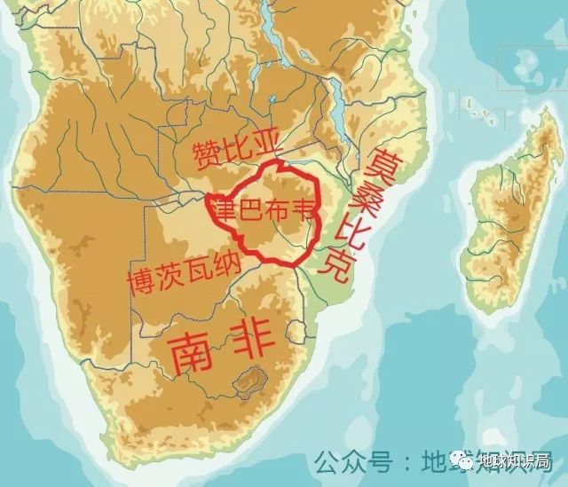 赞比亚世界地图位置图片