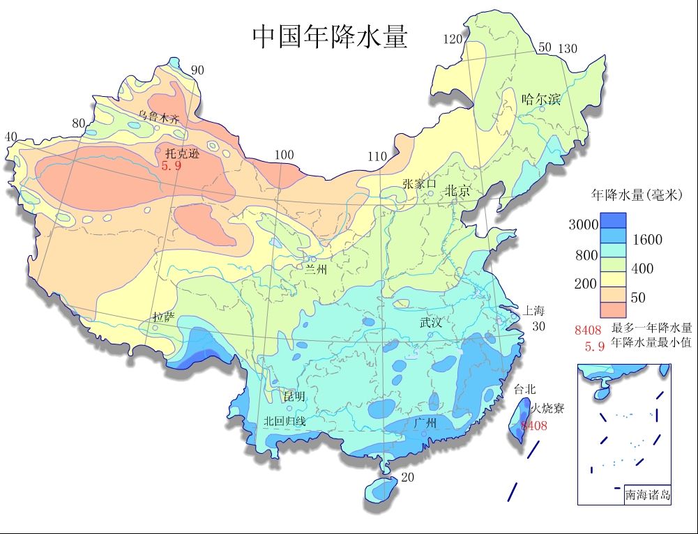 我国等温线分布图图片