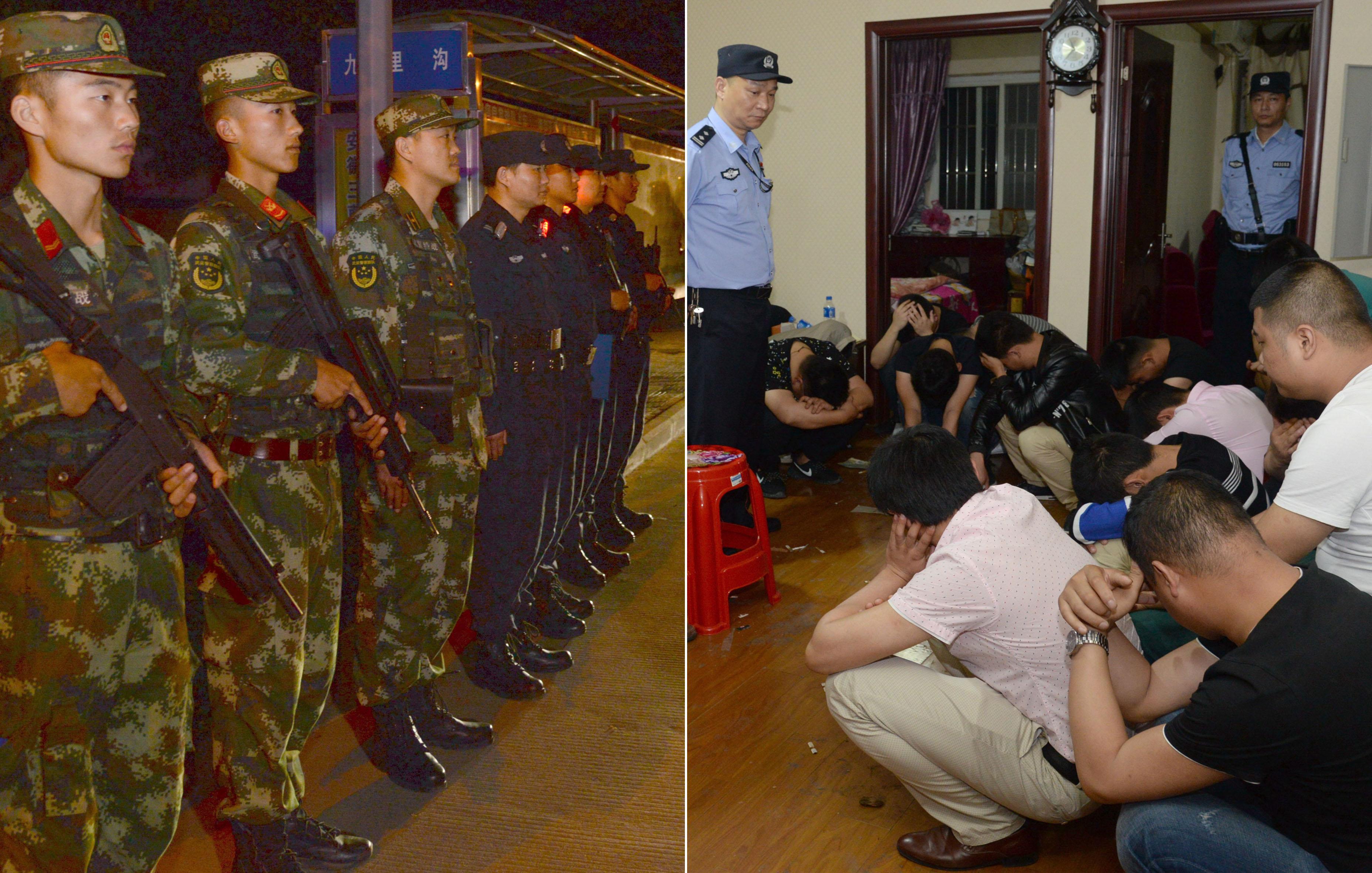 数百公安武警夜袭,抓71人缴大量现金