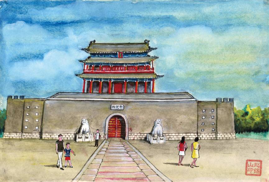 正阳门鸟瞰图 笔下一座城 于是,赵锡山决定拿起画笔,把这些消失的景观