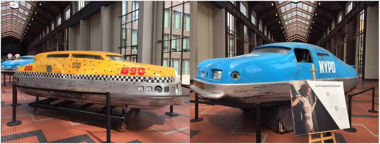 停放着黄色出租车和纽约警局的警用车模型,便是出自《第五元素》