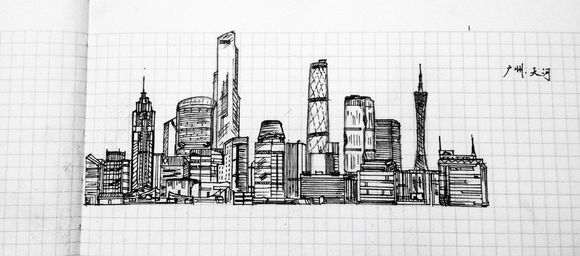 分享一波自己手绘的城市天际线