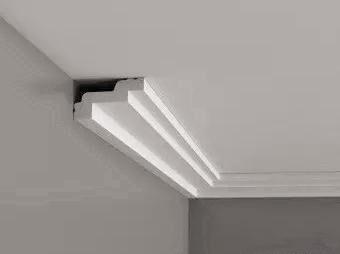 新房吊顶只用平板阶梯石膏线走一圈,却让大家都夸真好看!