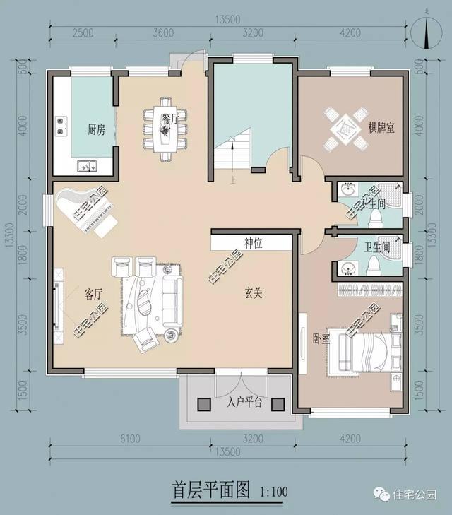 为父母建养老房13x13米三层简欧别墅7间房6口人够住了