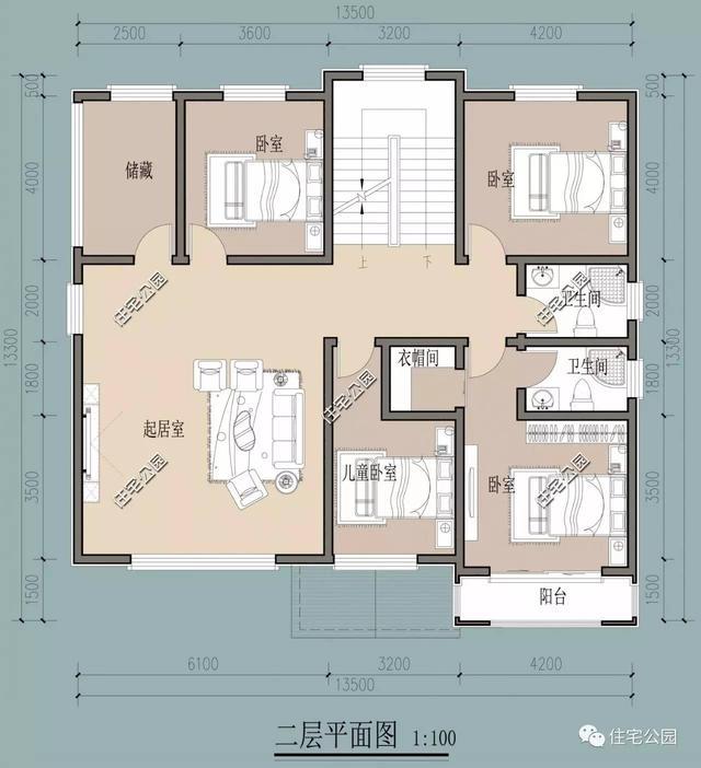 为父母建养老房13x13米三层简欧别墅7间房6口人够住了