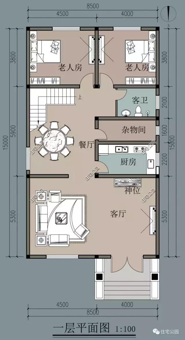 二层三卧一起居室,主人房配套齐全,带内卫阳台与独立衣帽间,虽说面宽