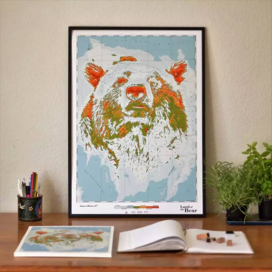 这组艺术作品,用虚构的地图,显示出动物的形象.