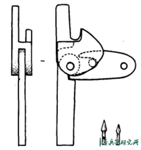 阳陵随葬坑中的弩机模型以及,汉中出土的带郭秦弩机已经是比较大的