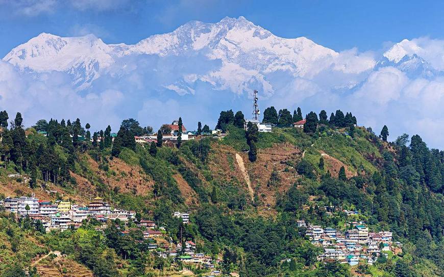 从喜马拉雅的锡金南望茶中香槟山中王后的大吉岭