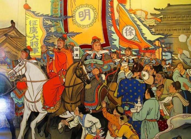 朱元璋命令徐达为元帅,蓝玉为将军领兵二十万,兵分两路出师北伐,讨伐