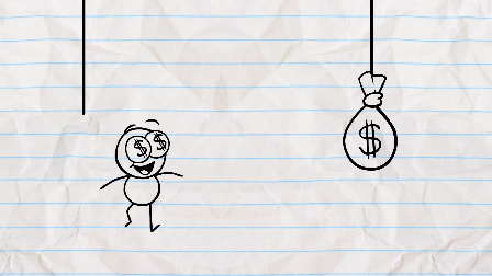 创意铅笔动画天上掉钱了要不要捡呢