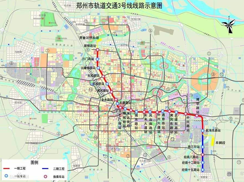 郑州地铁3号线博学路站封顶通车后将与8号线换乘