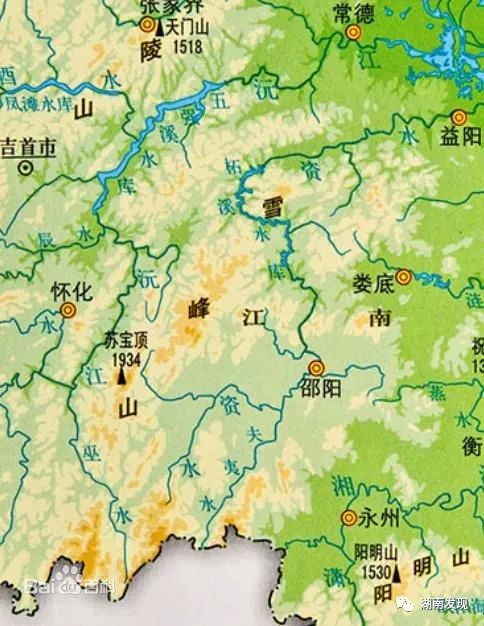 最高峰苏宝顶(海拨1934米)在怀化洪江市境内.