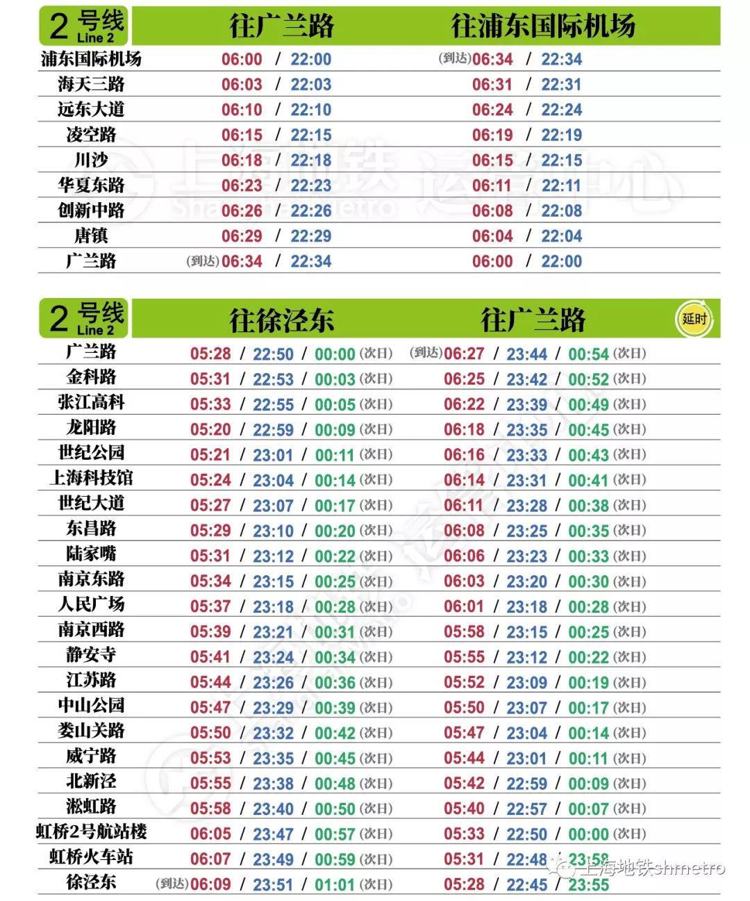 最新!上海16条地铁 磁悬浮首末班车时刻表!