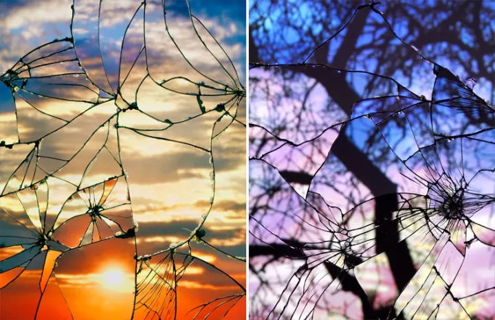 如果破镜都这么让人流连忘返 谁还期待破镜重圆 残阳渐逝去 意境镜中