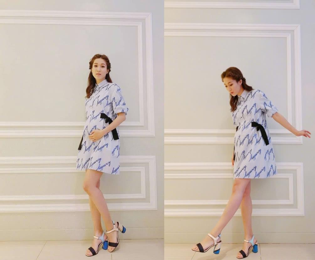 钟嘉欣怀二胎近照曝光 挺着7个月大孕肚接女儿放学