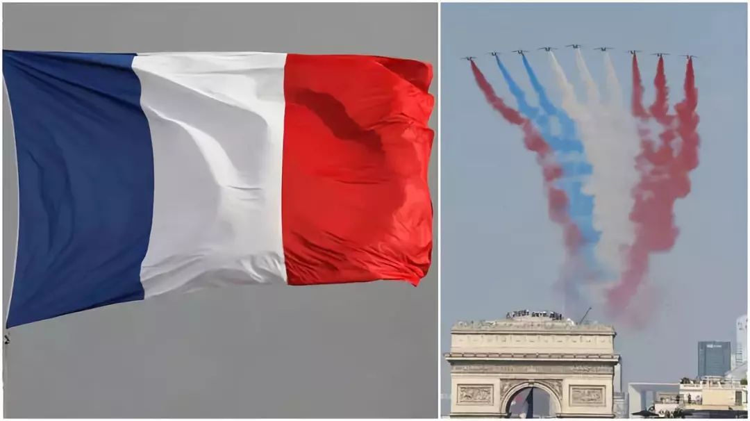 法国阅兵飞机喷错彩带图片