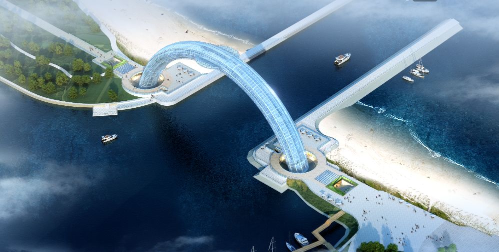 国内首座全钢架玻璃拱桥日照黄海之眼开工建设