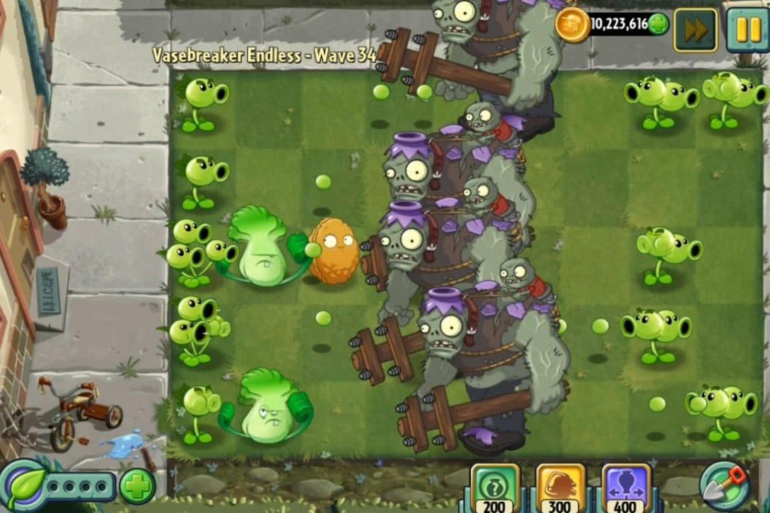 植物大战僵尸2彩陶盛宴34关四个巨人同时放出来有点防不住