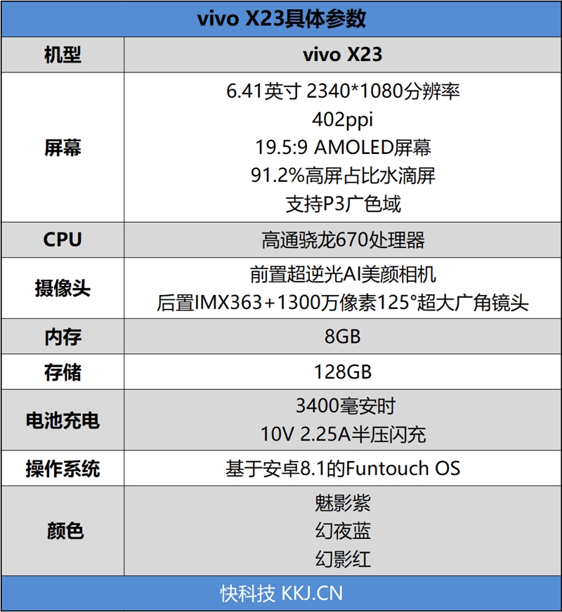 vivo x23参数详细参数图片