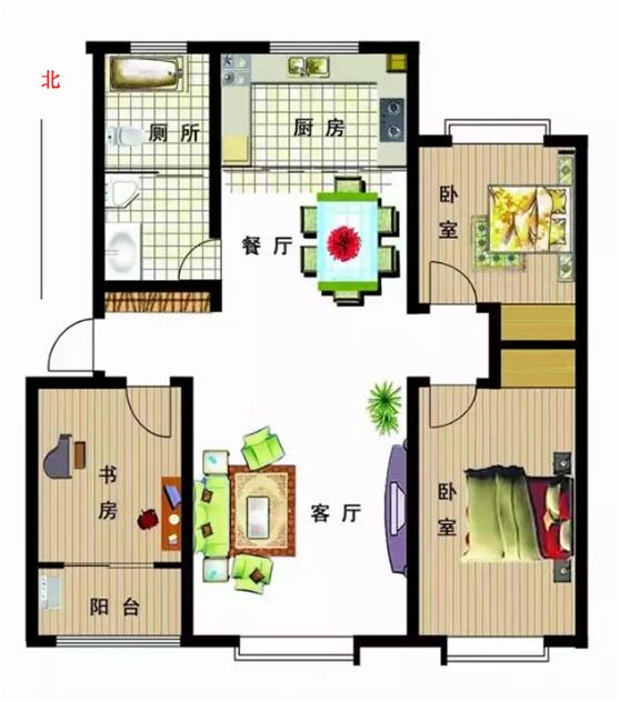 寻找优秀户型三开间结构客厅和两房间位于南面主卧在东南面