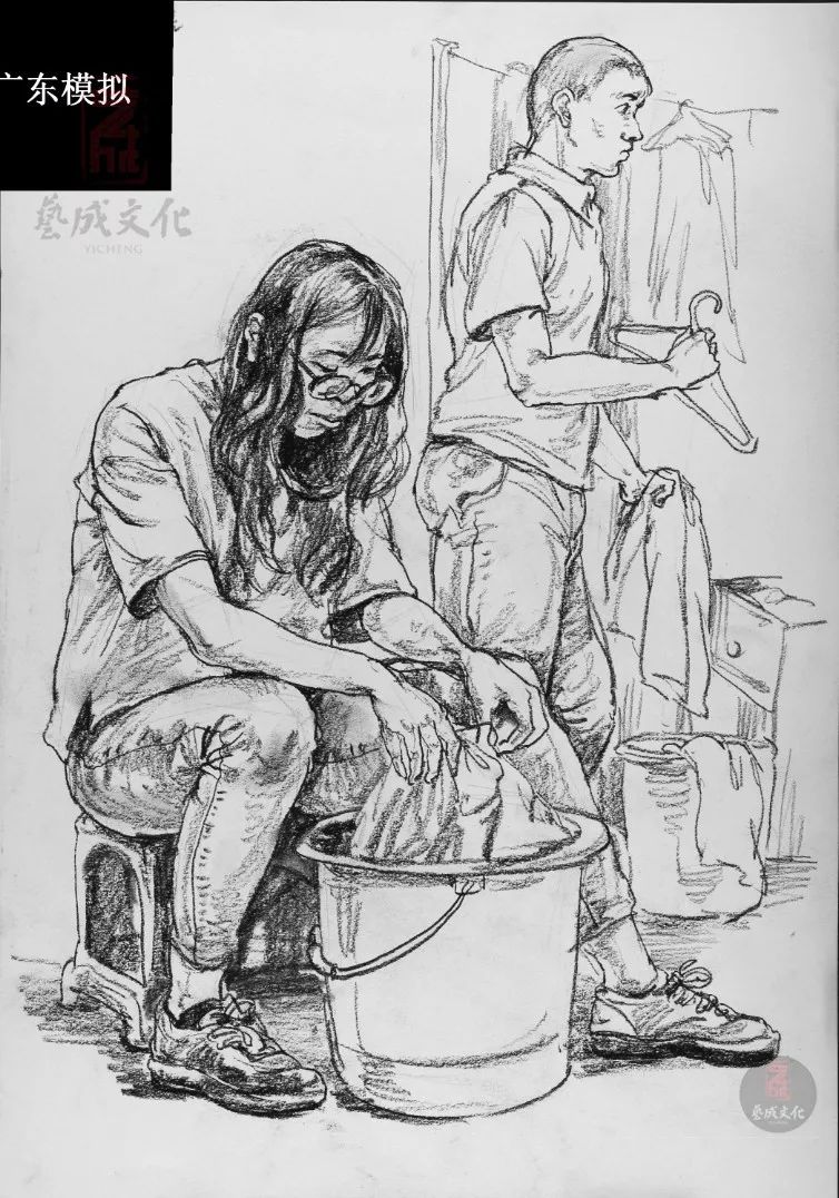 【2019届广东美术模拟考」"艺成"一模部分高分卷-速写