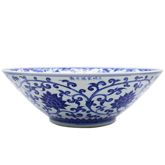 香港纪伯伦拍卖行—2018秋拍精品—话说宣德青花海水龙纹大斗笠碗