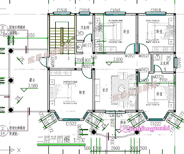 廣東農村三層自建房住宅實體圖設計圖15x9米