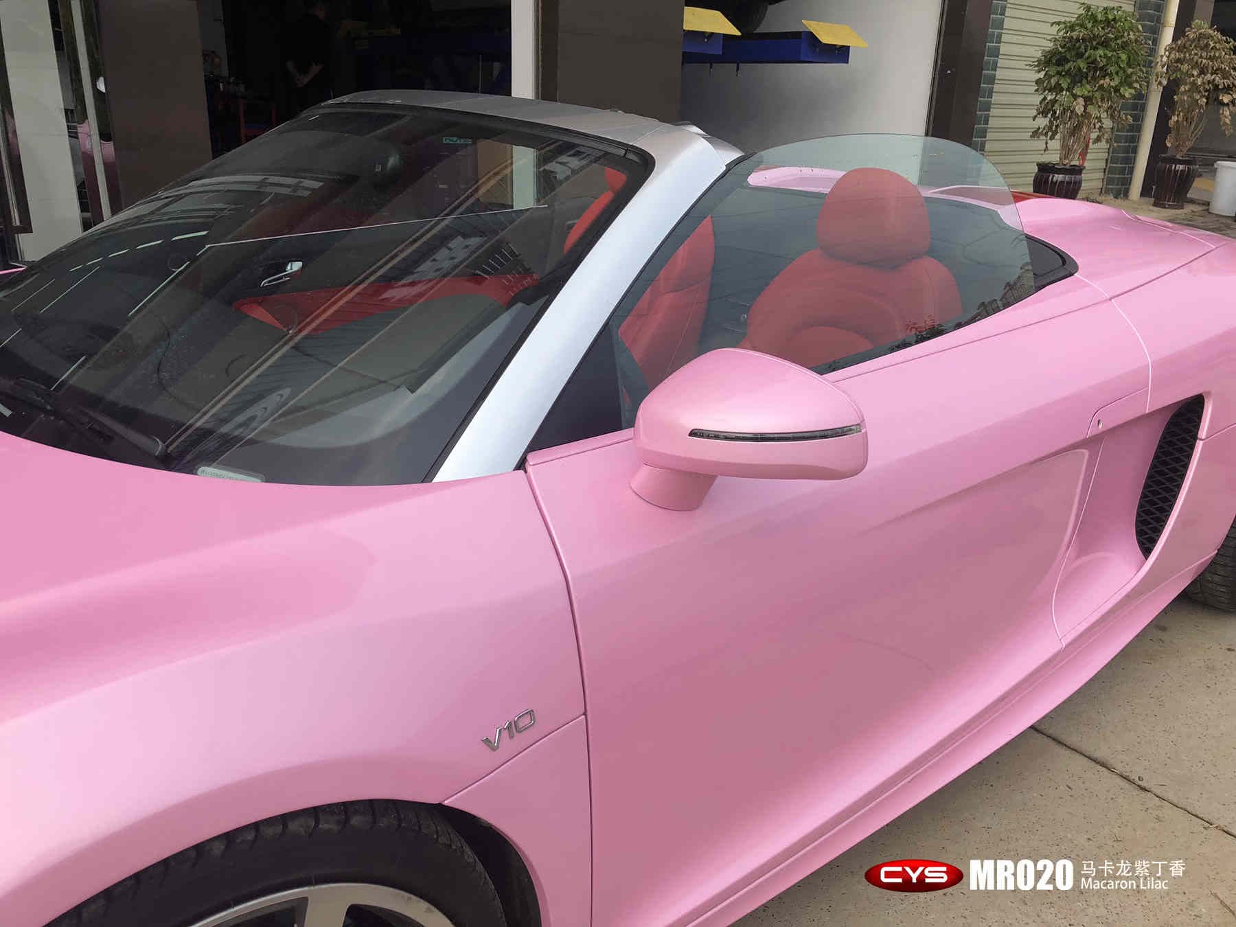 的奥迪r8,马卡龙紫丁香淡淡的粉色像女孩的美梦一样代表着可爱甜美