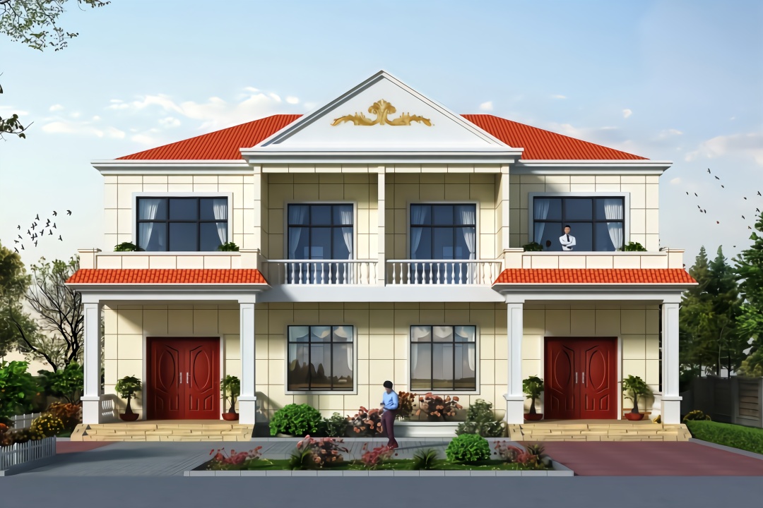 农村自建房户型欧式双拼别墅共用楼梯好不好