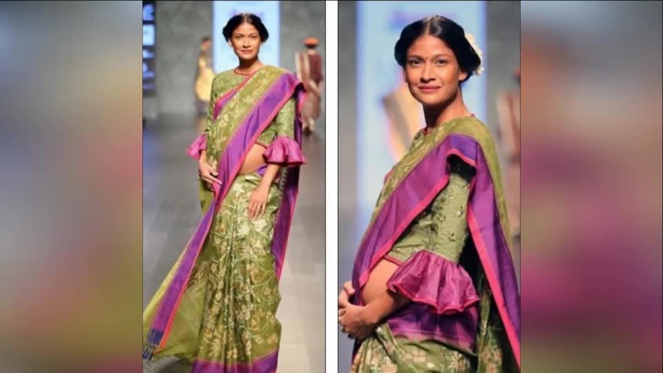 印度超模挺大肚走秀 为传达时尚概念